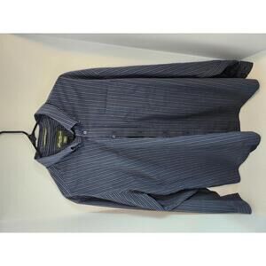 Eddie Bauer Wrinkle Resistant Relaxed Fit Shirt - Navy Striped, Size XL